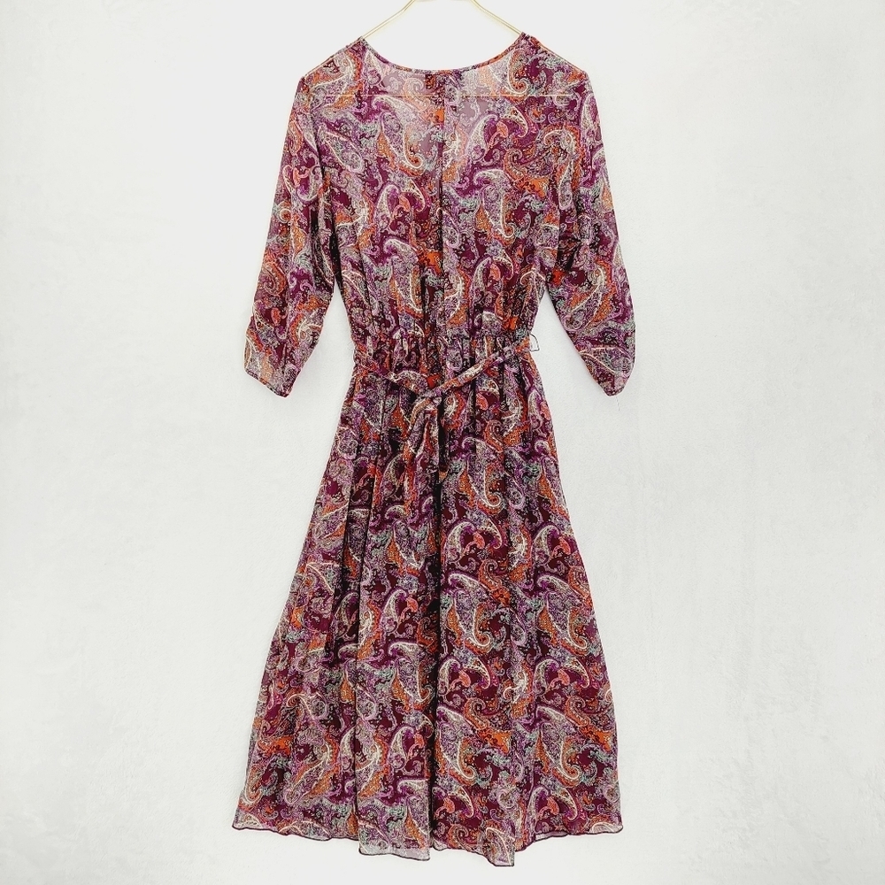 Stella & Julie Multicolor Polyester Paisley Print Flared Midi Dress 6840 - Picture 4 of 7